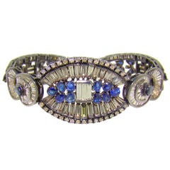 18K Black Rhodium Yellow Gold, Diamond & Sapphire Bracelet