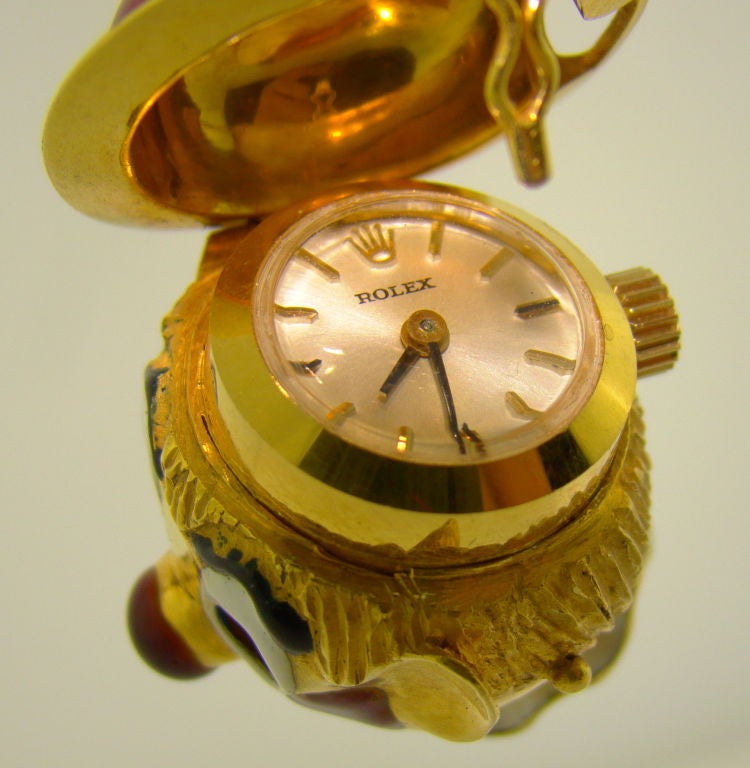 18K Yellow Gold & Enamel Clown Watch by Rolex - only one ever made, Awesome novelty watch, very wearable and fun with moving eyes and tongue, circa 1960