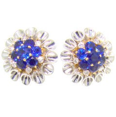 18K White Gold, Yellow Gold, Sapphire & Diamond Earrings