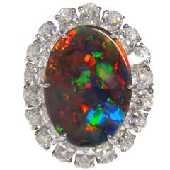 CARTIER seltener schwarzer Opal und Diamanten Ring