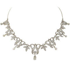 Handmade Platinum & Diamond Antique-Inspired Necklace