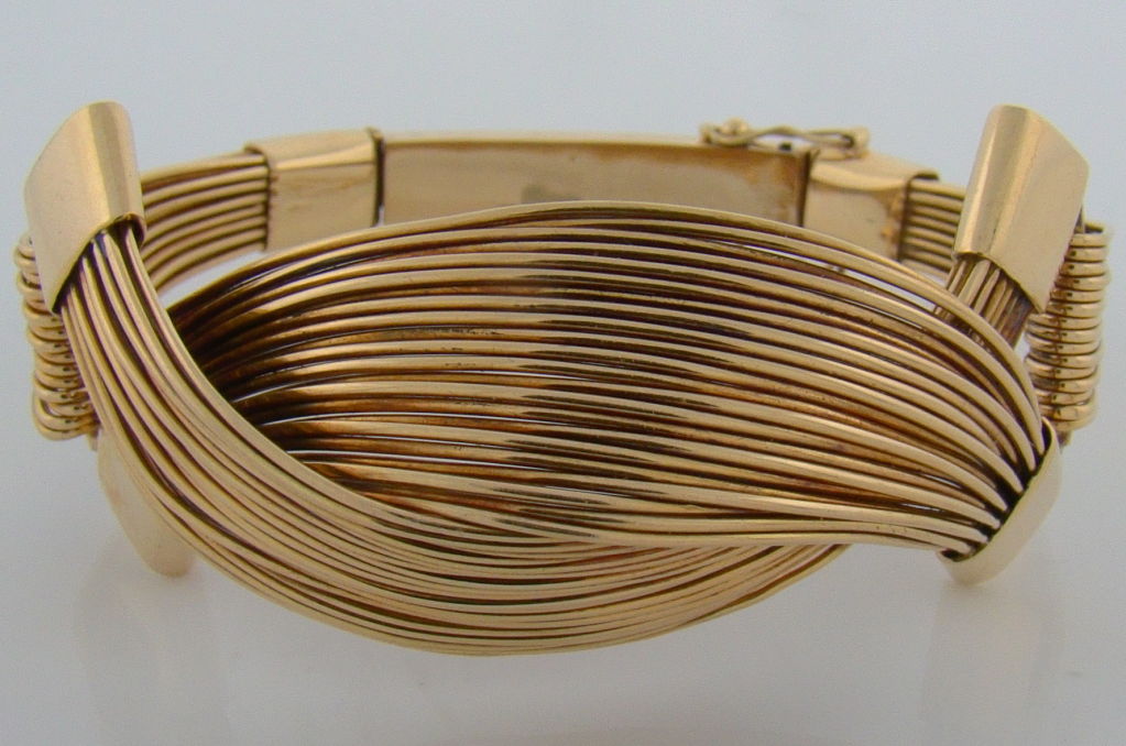Women's 14K Yellow Gold 'Elephant Hair' Handmade Bracelet