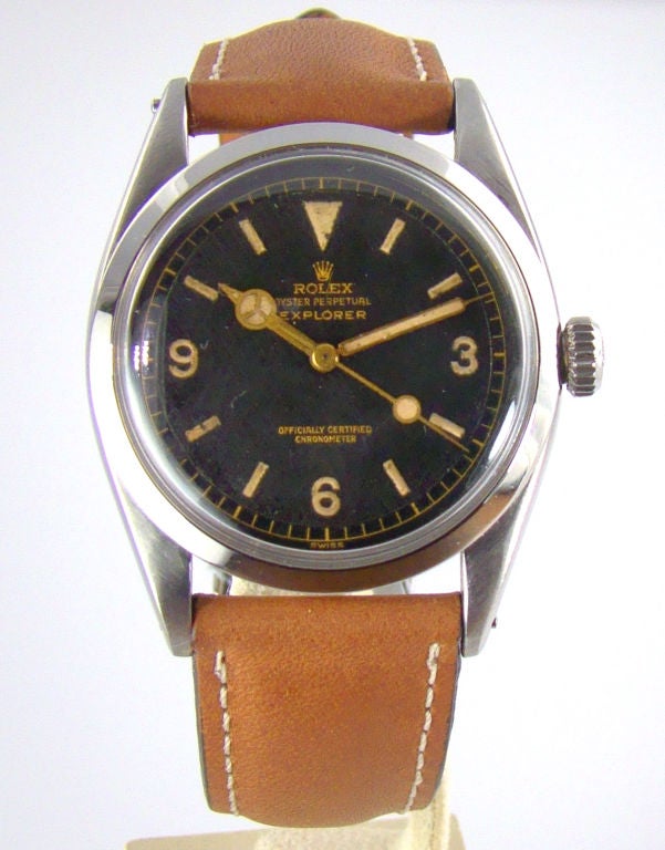A Stainless Steel Honey Comb Dial 1950's Explorer by Rolex - 1st Explorer with Honey Comb Dial, Extremely Rare & Fine, circa 1953