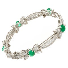 Platinum, Emerald & Diamond Bow Bracelet