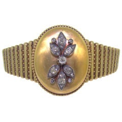 Antique Victorian Yellow Gold, Silver & Diamond Locket Bracelet