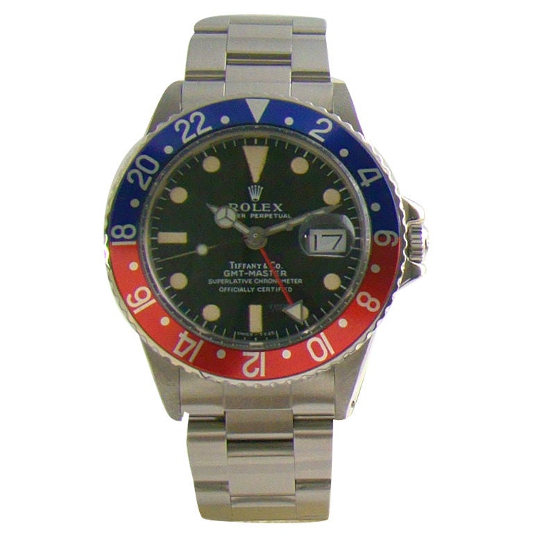 Tiffany & Co. Stainless Steel 1970's GMT 'Pepsi Dial' by Rolex