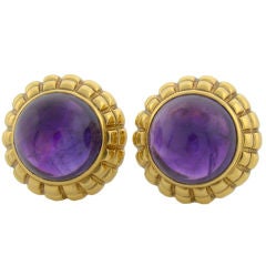 TIFFANY & Co 18K Yellow Gold Amethyst Clip Earrings