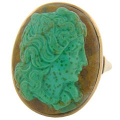 9ct Rose Gold & Agate/Turquoise Combination Stone Carved Cameo