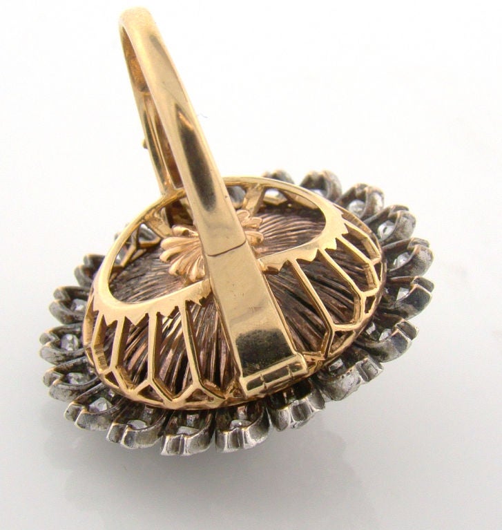 SIlver, Gold and Diamond French Handmade Combination Ring/Pendant at