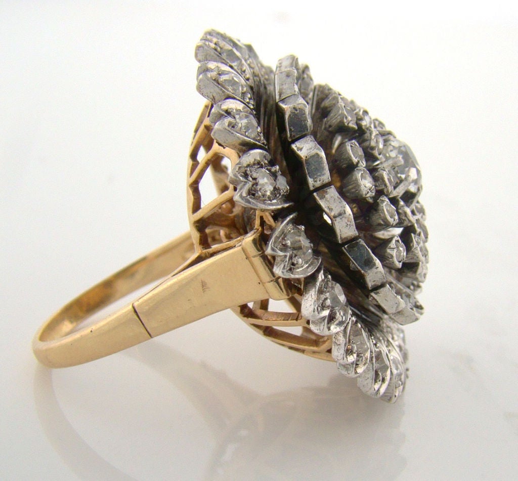 SIlver, Gold and Diamond French Handmade Combination Ring/Pendant at
