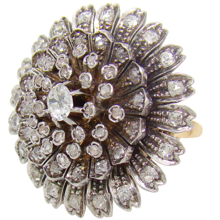 SIlver, Gold and Diamond French Handmade Combination Ring/Pendant at