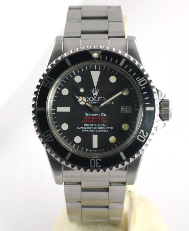Stainless Steel Double Red Sea Dweller by Rolex Signed Tiffany & Co. - Extremely rare to find a 