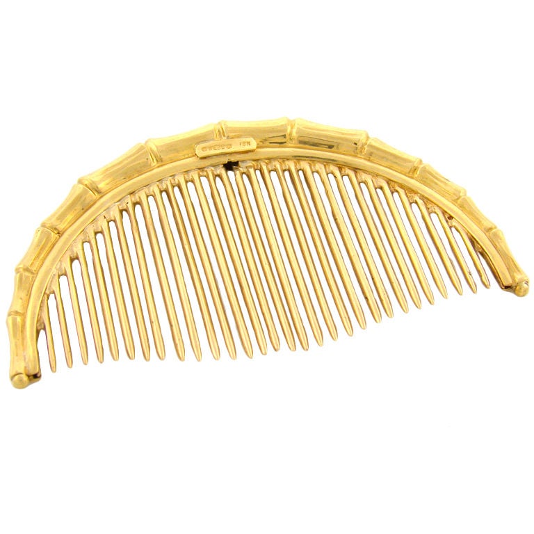 DAVID WEBB "Bamboo" Style Yellow Gold Hair Comb