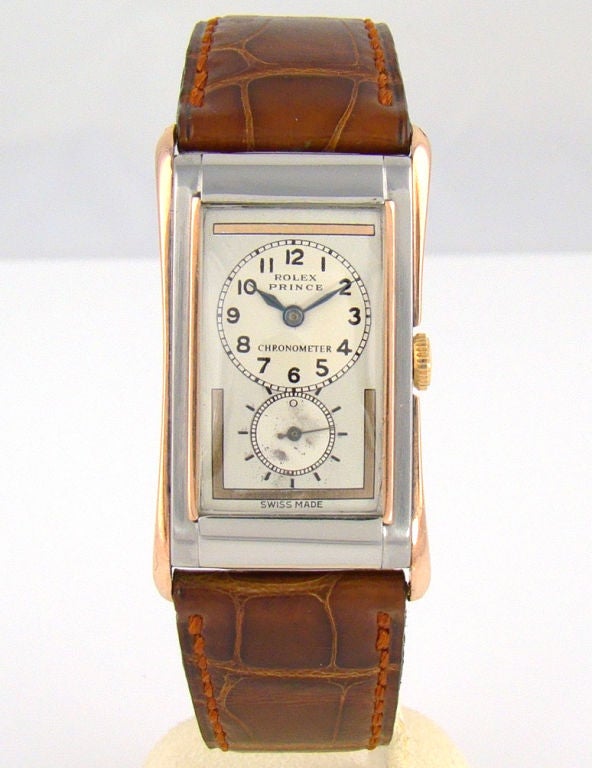 18K Roese Gold & Stainless Steel Prince by Rolex - Excellent condition, Rare Model Rolex, Desirable Rose Gold & Steel combination case, circa 1939, Case measures 36mm tall by 23mm wide