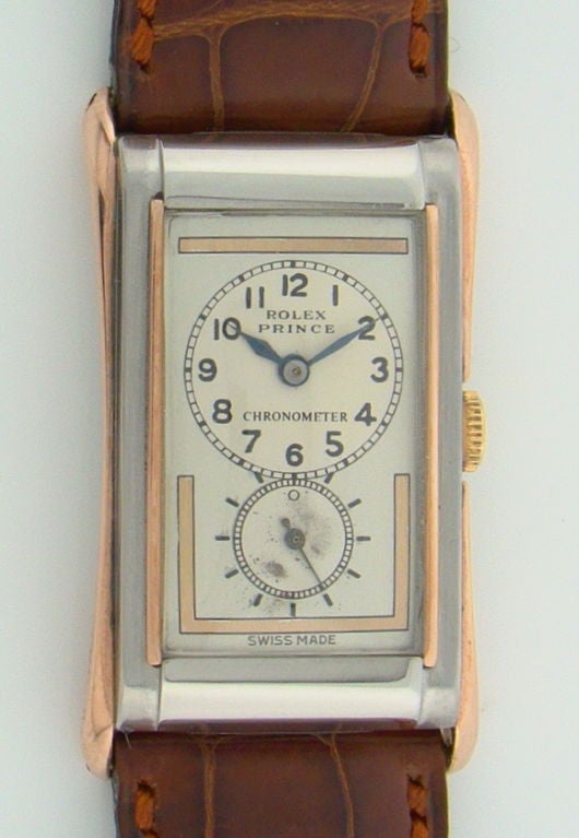 Art Deco 1930's 18K Rose Gold & Stainless Steel Prince by Rolex