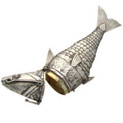 Victorian Sterling-Silver Flexible Fish Snuff Holder