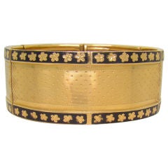 French 18K Yellow Gold & Black Enamel Bracelet
