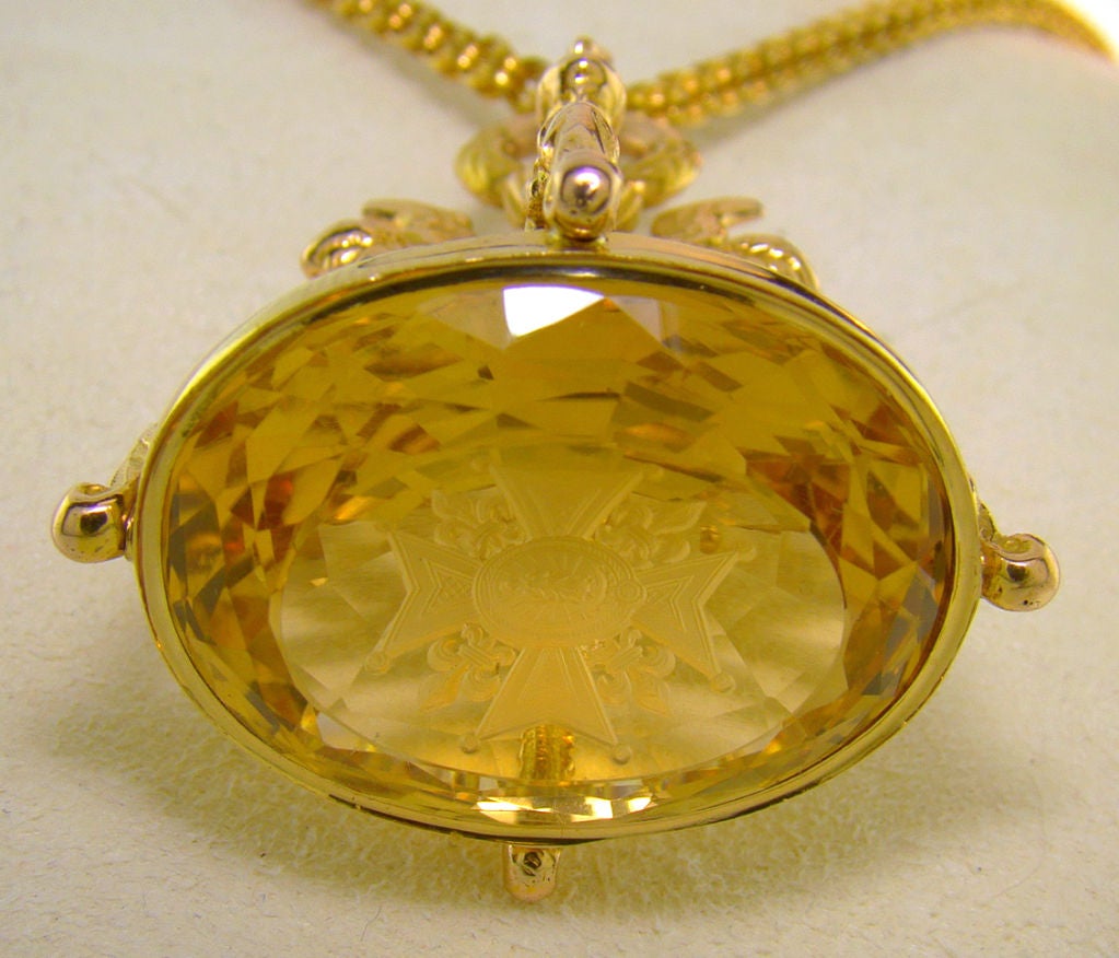 Women's Antique Citrine Yellow Gold  Seal/Pendant