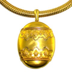 Oversized Yellow Gold Victorian Locket and Collar