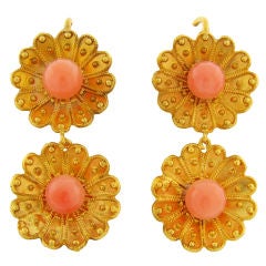 Victorian Yellow Gold & Coral Earrings