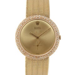 ROLEX 1960's Rare & Oversized Diamond Ecrusted Yellow Gold Watch