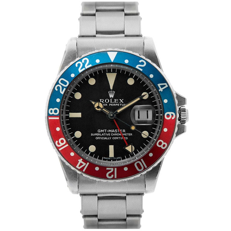ROLEX 1960's Stainless Steel GMT Master Wristwatch