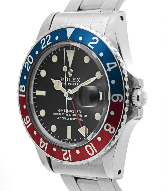 Men's ROLEX 1960's Stainless Steel GMT Master Wristwatch