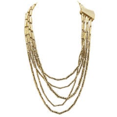 Multi-Faceted & Hammered 18K Yellow Gold Necklace by Henry Dunay