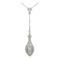 Antique TIFFANY & CO Platinum, Diamond & Sapphire Lorgnette Drop Pendant