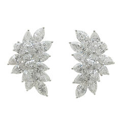Dazzling Diamond Mixed Cut and Platinum Clip Earrings
