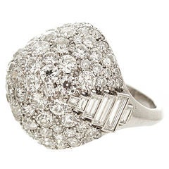 Art Deco Diamond Platinum Dome Ring
