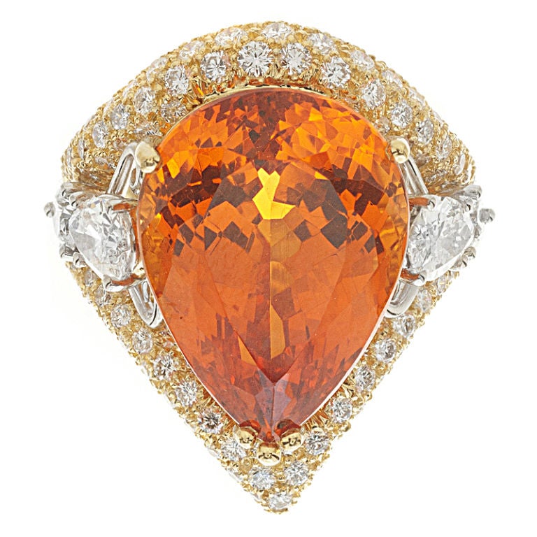 Amazing Spessartite Garnet & Diamond Ring