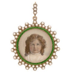 Victorian Enamel and Seed Pearl Mini Portrait