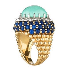 Retro Turquoise Lapis Lazuli Ring