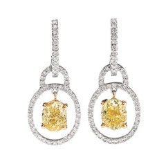 Fancy Yellow Diamond Earrings 