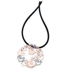 Chantecler of Capril Rooster Diamond Rose Gold Necklace