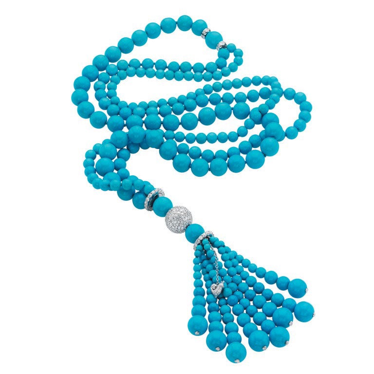 Chantecler of Capri Turquoise and Diamond Tassle Necklace