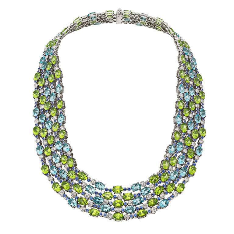 Multi-color Gemstone Multi-strand Choker Necklace