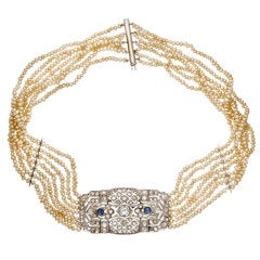 Pearl Sapphire Diamond Strand Choker