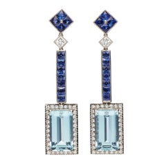 Gemstone Aquamarine Gold Earrings