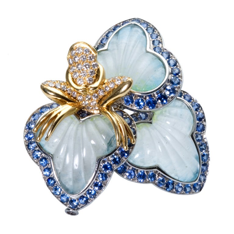 Marchak Paris Pate de Verre Brooch For Sale