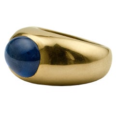 Blue Ceylon Cabochon Sapphire Ring