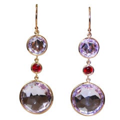 Rose Gold Amethyst 
Ruby Earrings