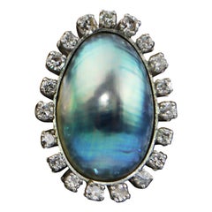 White Gold Mabe Pearl and Diamond Ring
