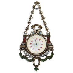 Antique 19th Century Silver and Enamel Pasha Pocket Watch