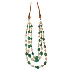 Antique Emerald & natural Pearl Necklace