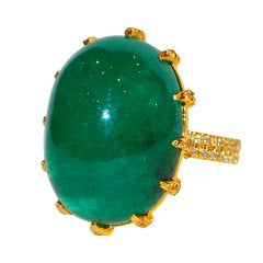 Cabochon Emerald & Diamond Ring