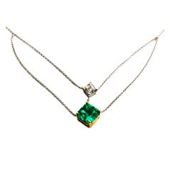 Columbian Octogon Emerald & Diamond Necklace