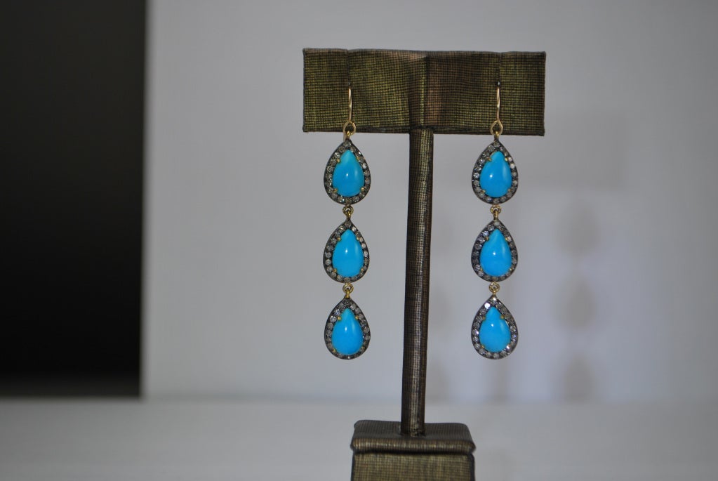 Turquoise & Diamond Earrings