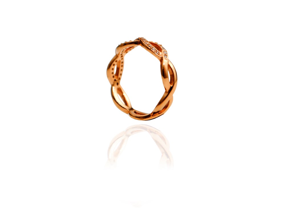Women's Rose Gold Pave Diamond Band For Sale